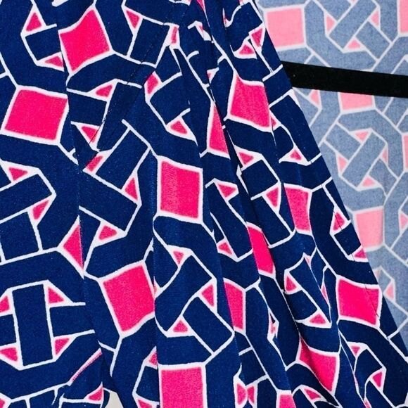 Maggy London pink/blue geometric wrap dress sz 10 - Picture 5 of 16